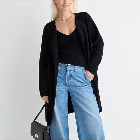 JCrew Juliette Collarless Sweater Blazer Cardigan Black Women's Sz XXL NWT B13 - Picture 2 of 9